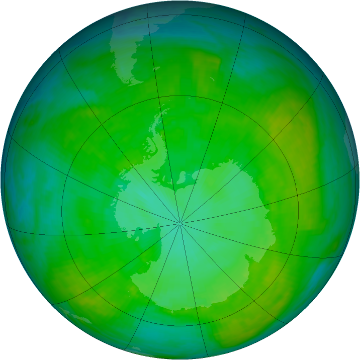 Antarctic ozone map for 31 December 1983